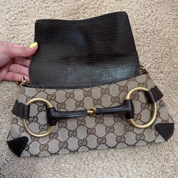 SOLD Gucci Horsebit Chain Clutch Bag Brown Monogram - Picture 11 of 16